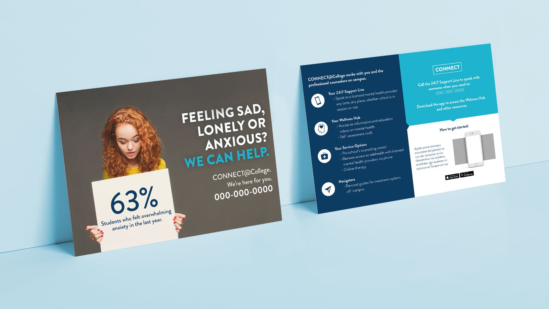 A selection of Christie Campus Health postcard designs