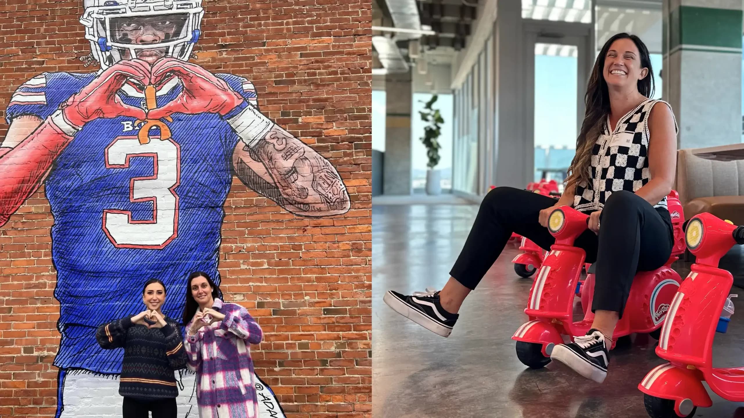 Buffalo team repping Biills and Sam having fun