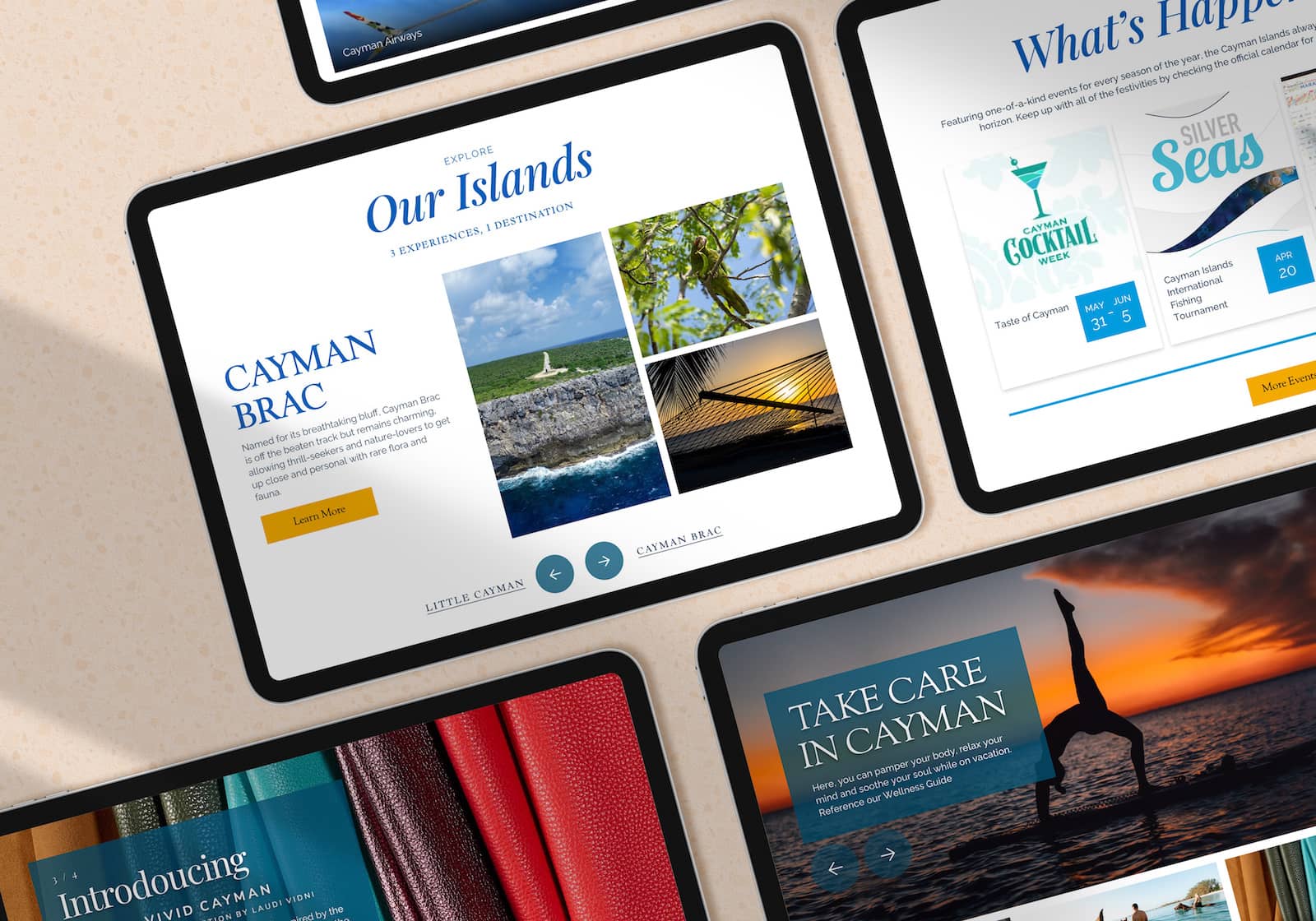 Cayman Islands website screens