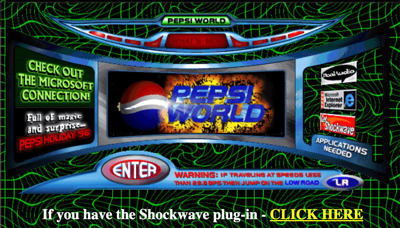 Pepsi's website in 1996
