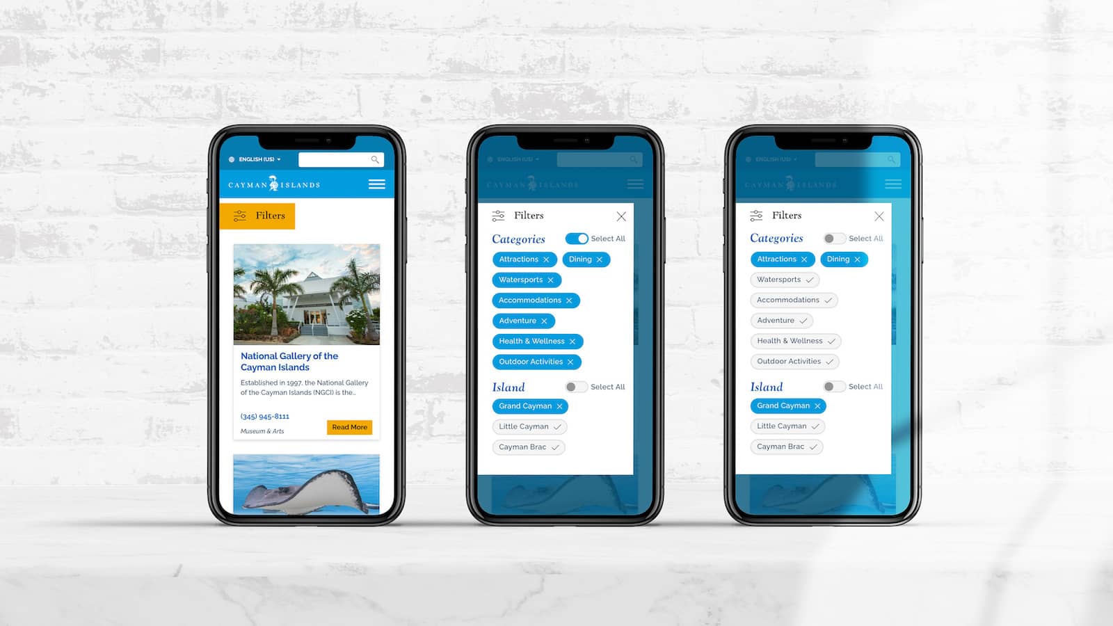 Cayman Islands website screens