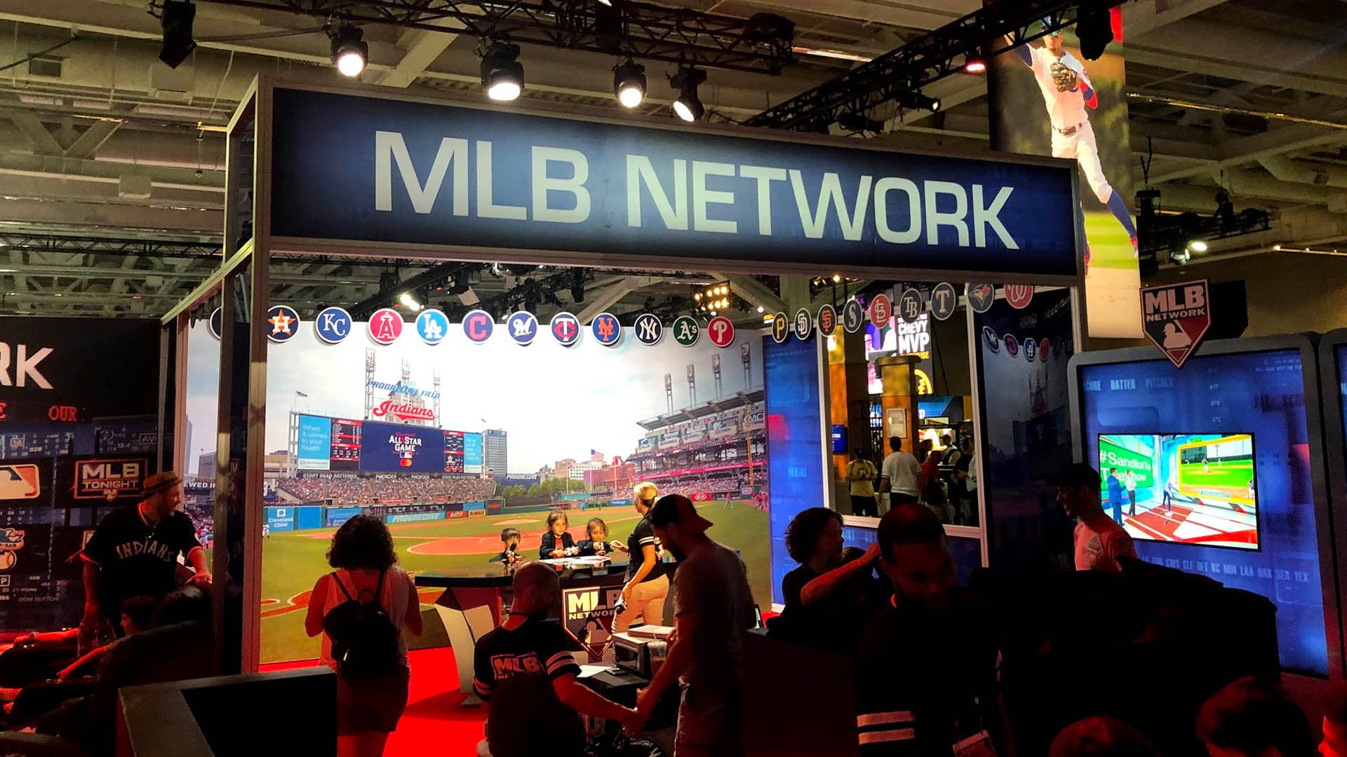 The MLB Network booth inside a tradeshow setting.