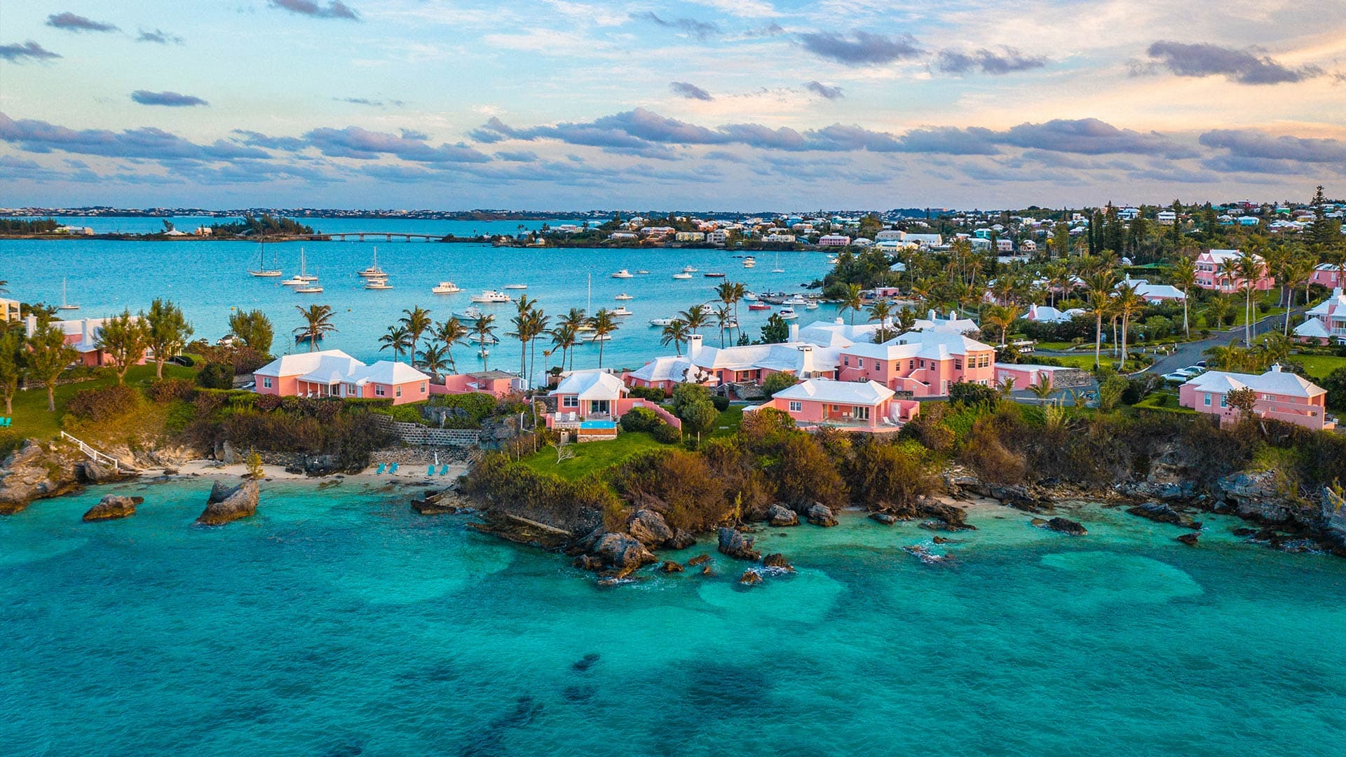 Bright blue waters and palm trees in Bermuda