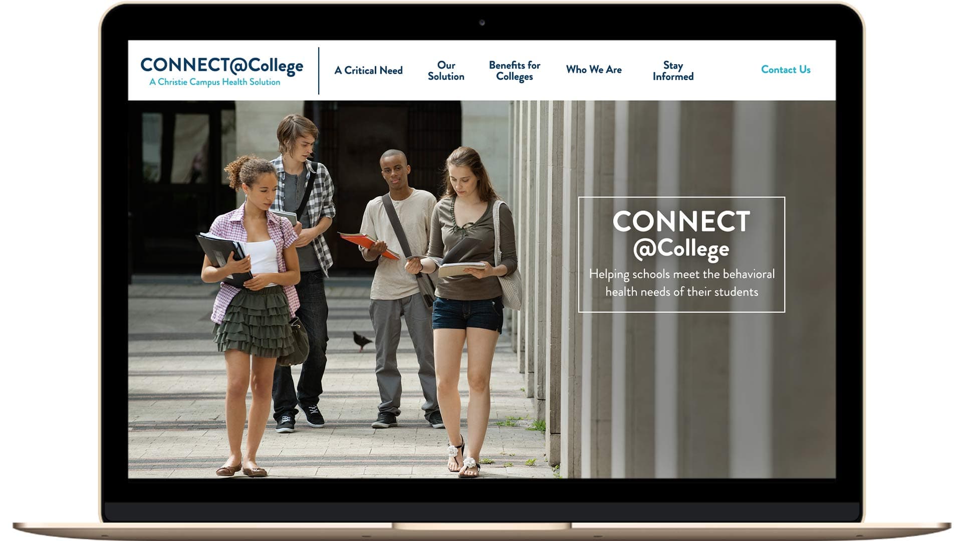 A laptop showing a Christie Campus Health website
