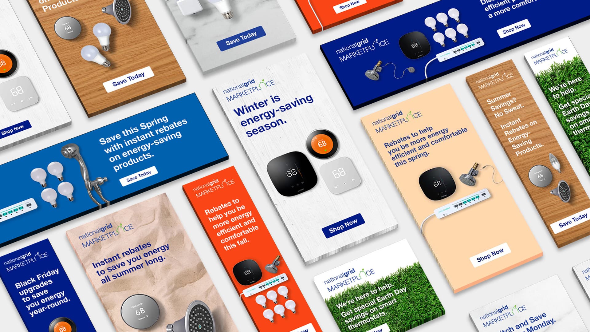 A collection of National Grid online advertising ads