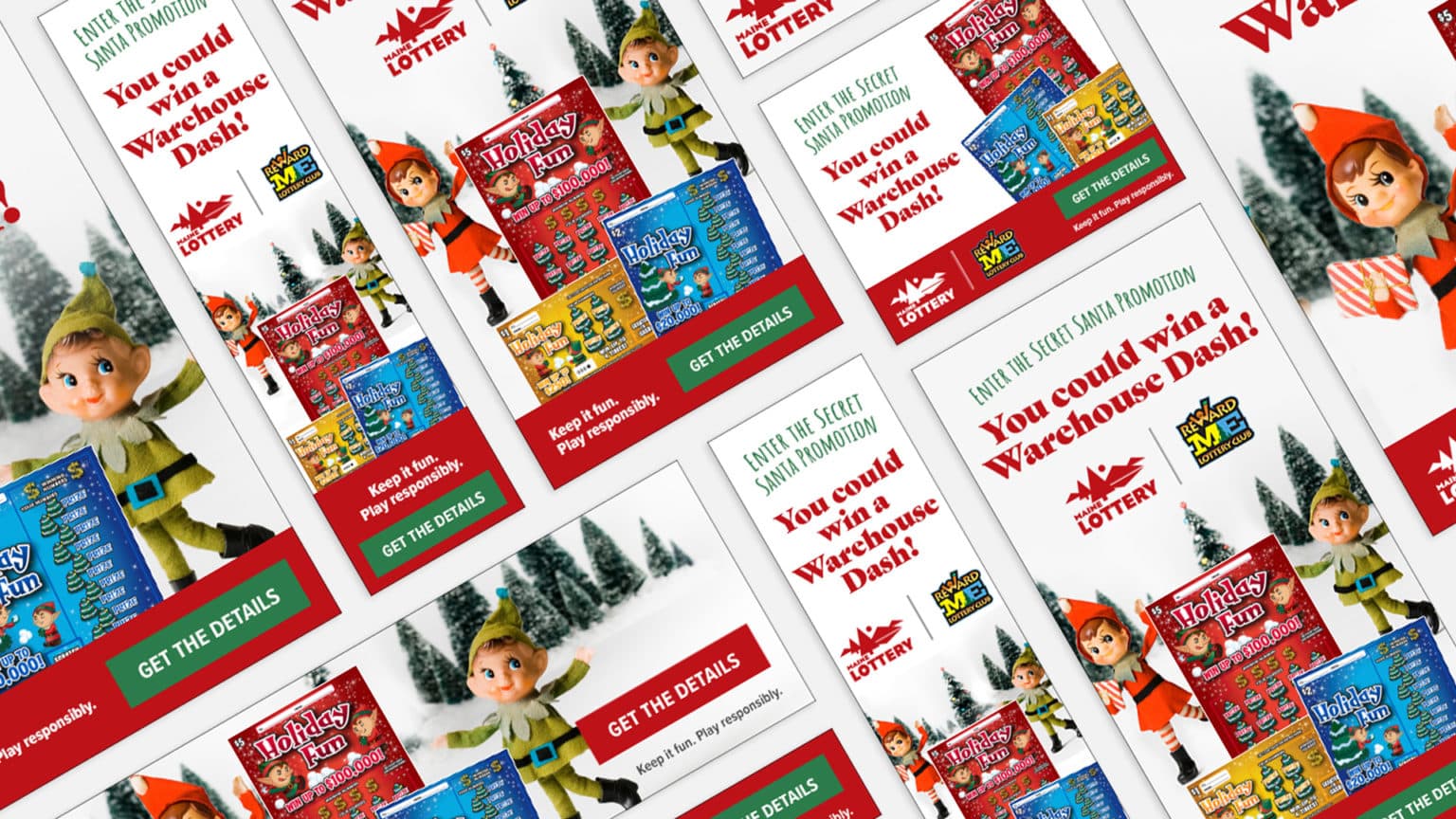 A collage of digital ads.