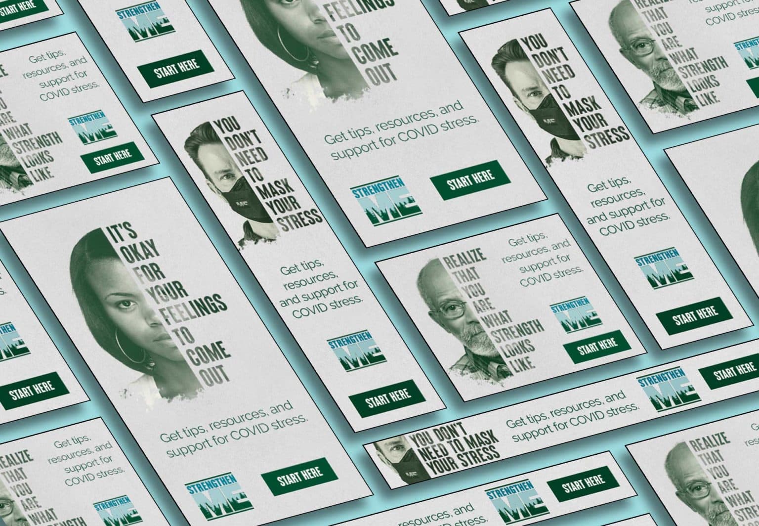 A collage of banner ads.