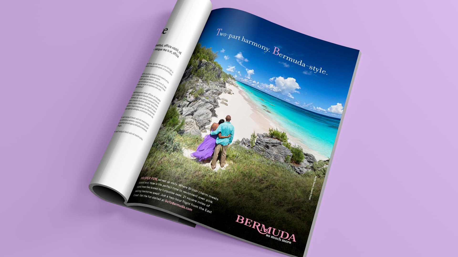 A magazine showing an advertisement for Bermuda So Much more campaign
