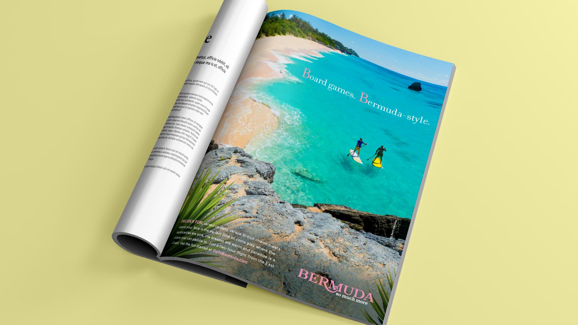 A magazine showing an advertisement for Bermuda So Much more campaign