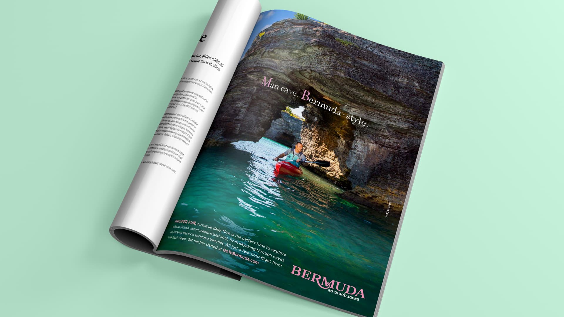 A magazine showing an advertisement for Bermuda So Much more campaign