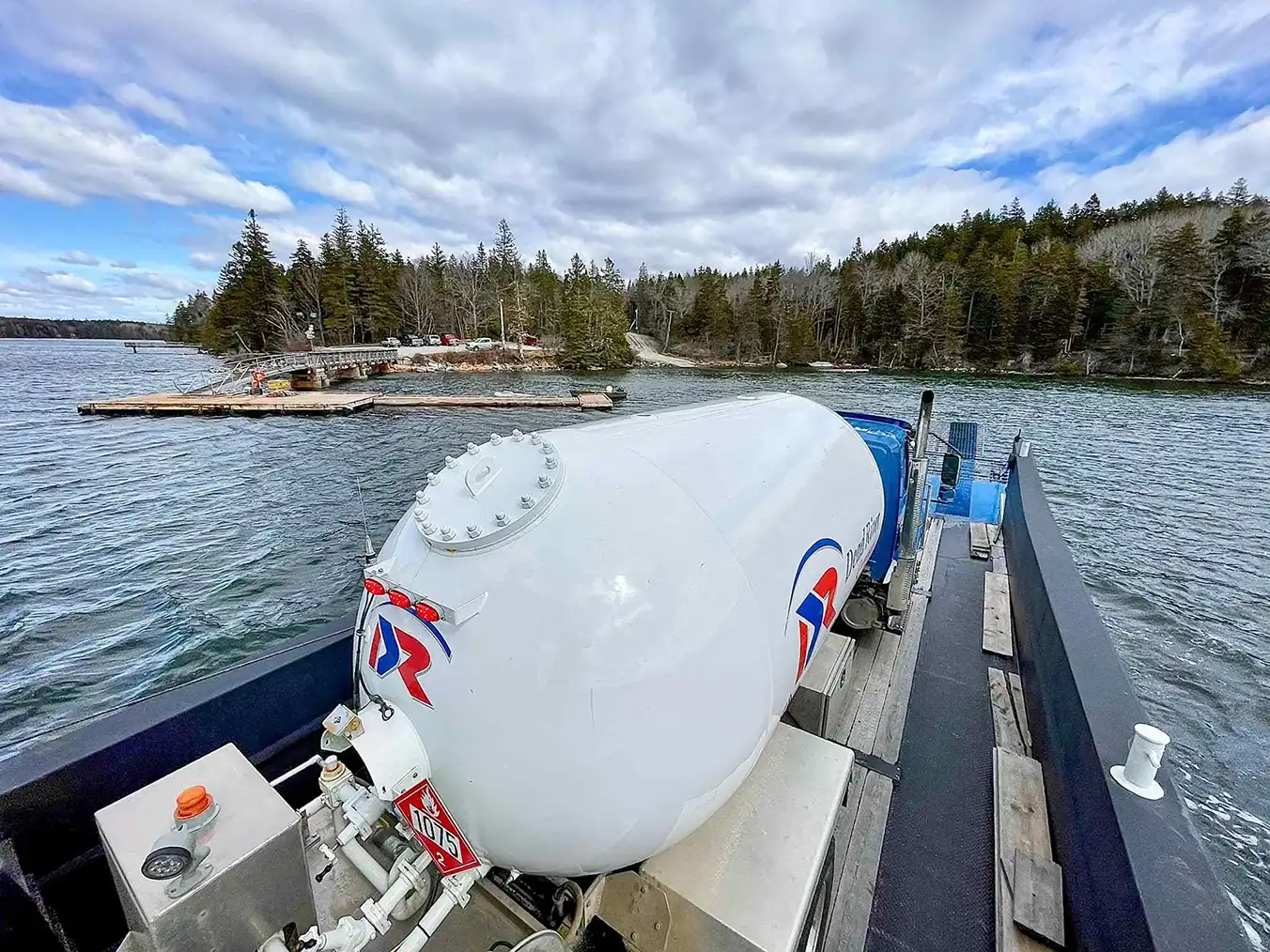 Dead River delivery on a boat