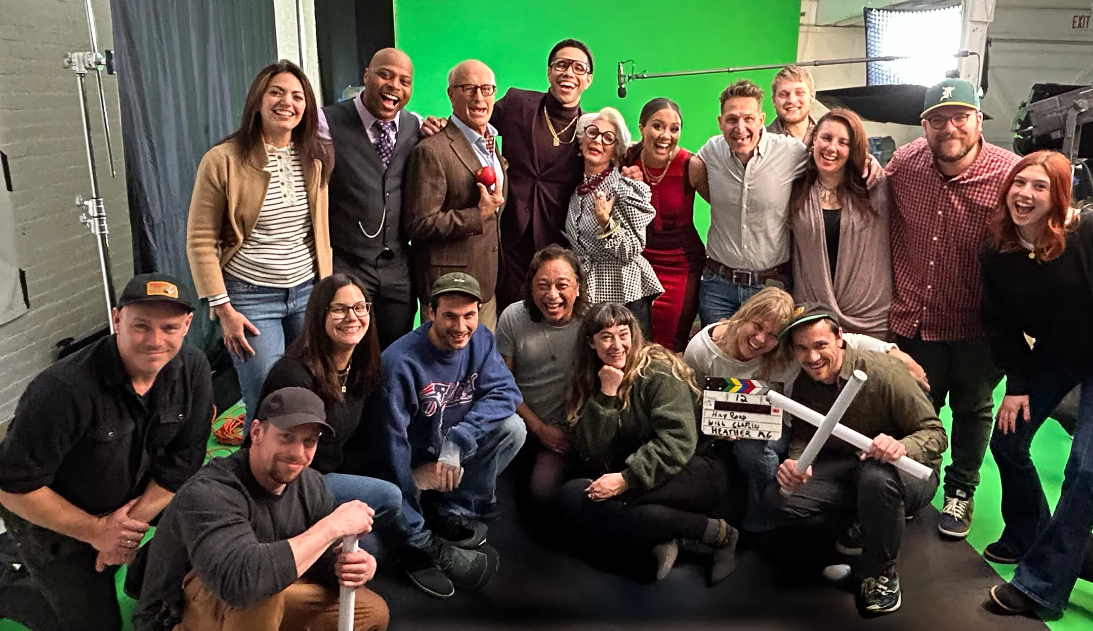 The cast and crew at a video shoot
