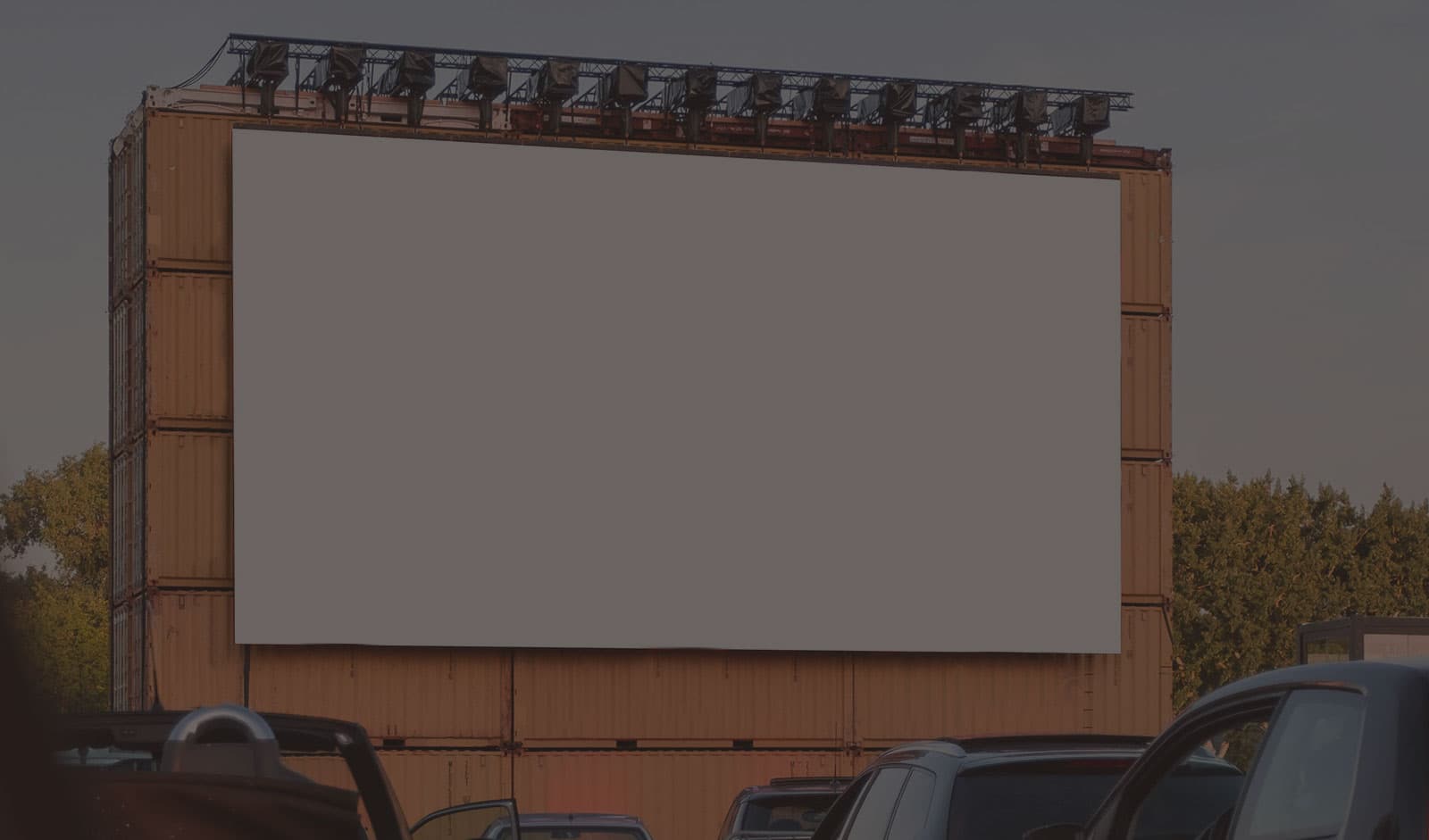 A blank screen at a drive in movie theater