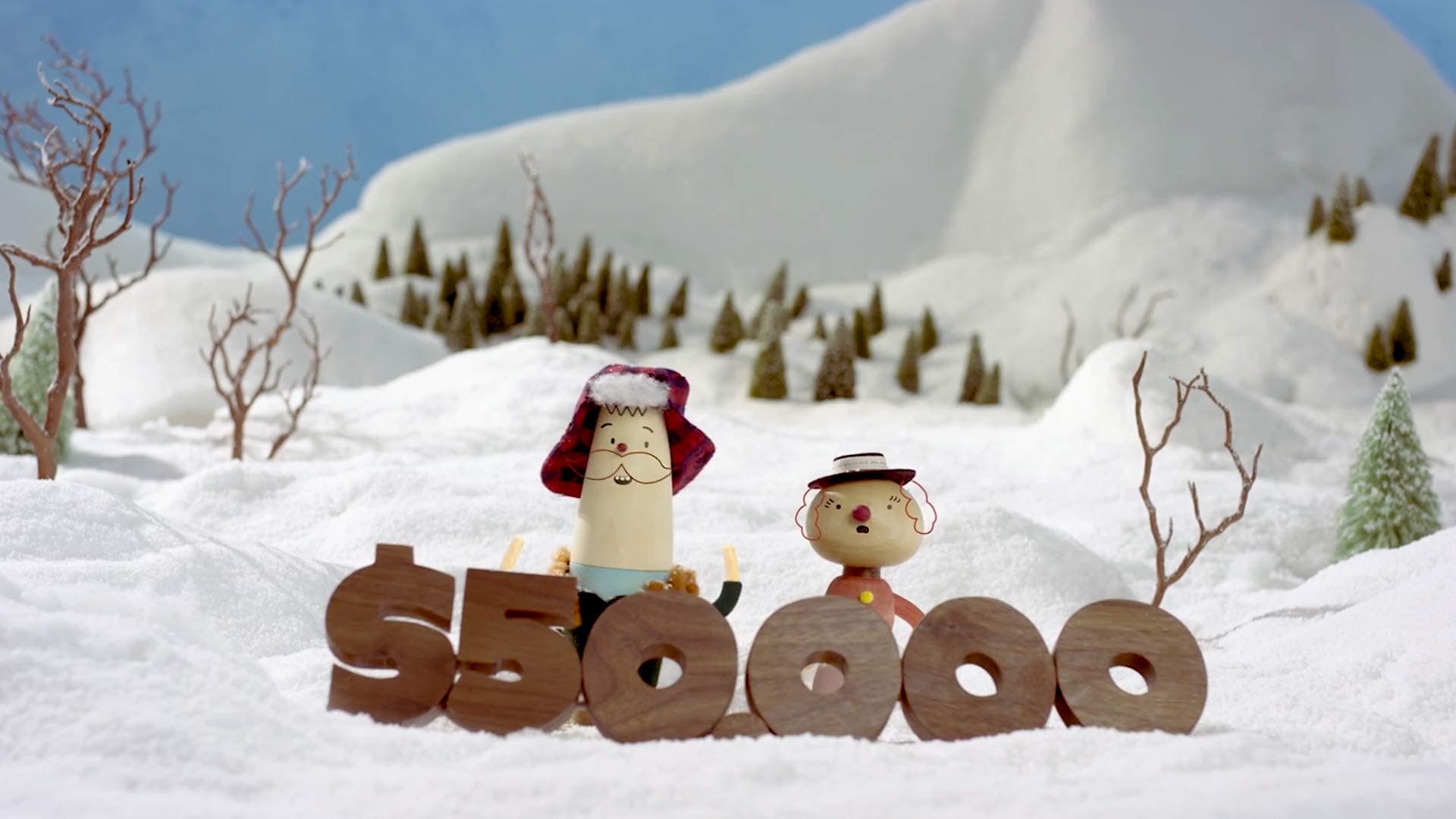 Little ornament characters in the snow